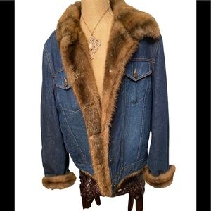 Monroe and Main Faux Fur Denim Jacket